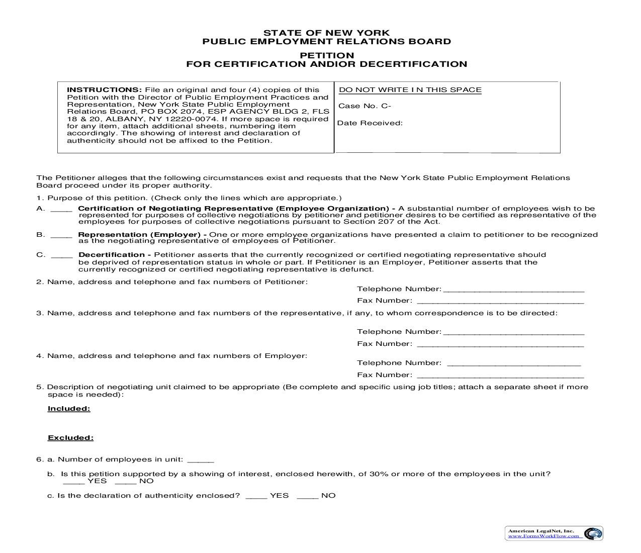 Petition For Certification And Or Decertification | Pdf Fpdf Doc Docx | New York
