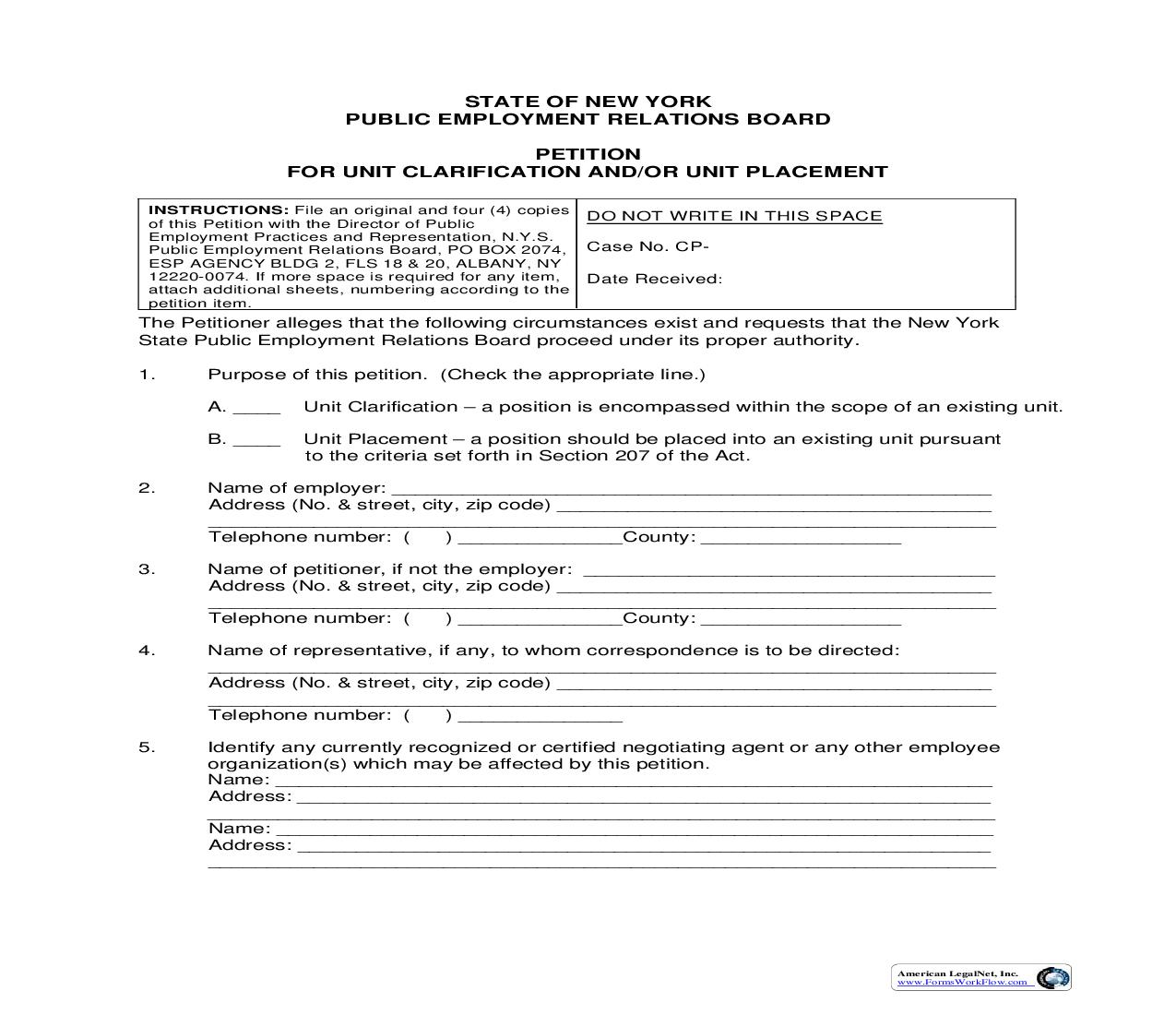 Petition For Unit Clarification And Or Unit Placement | Pdf Fpdf Doc Docx | New York