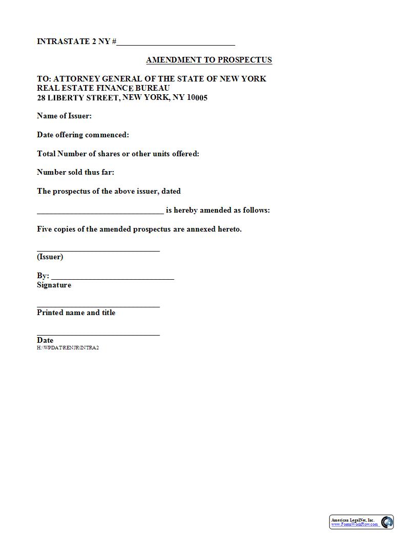 Amendment To Prospectus {2} | Pdf Fpdf Docx | New York