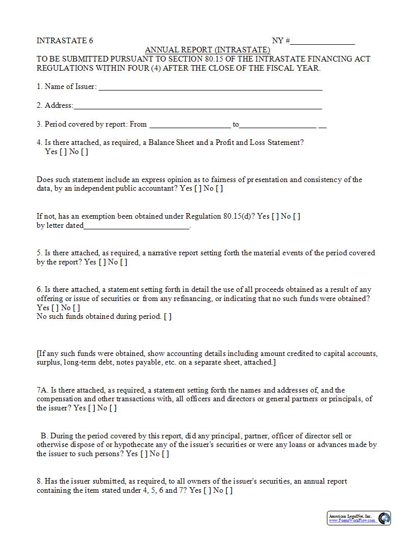 Annual Report (Intrastate) {6} | Pdf Fpdf Docx | New York