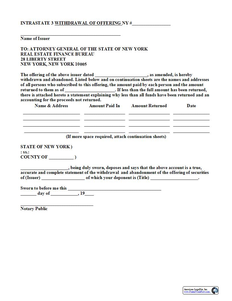 Withdrawal Of Offering {3} | Pdf Fpdf Docx | New York