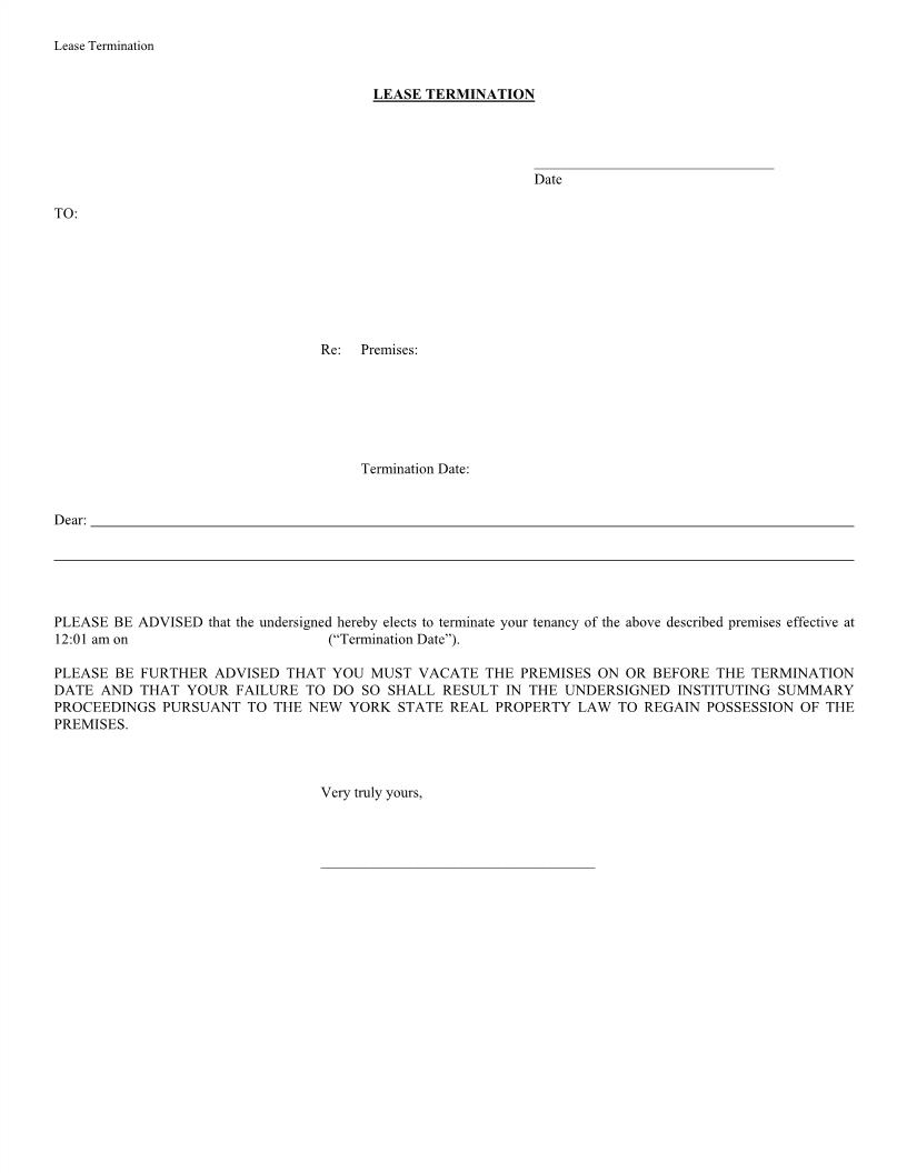 Lease Termination | Pdf Fpdf Docx | New York