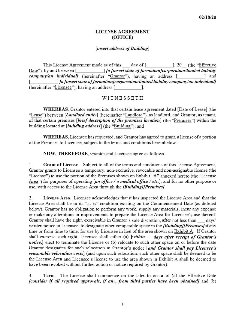 License Agreement (Office) | Pdf Fpdf Docx | New York