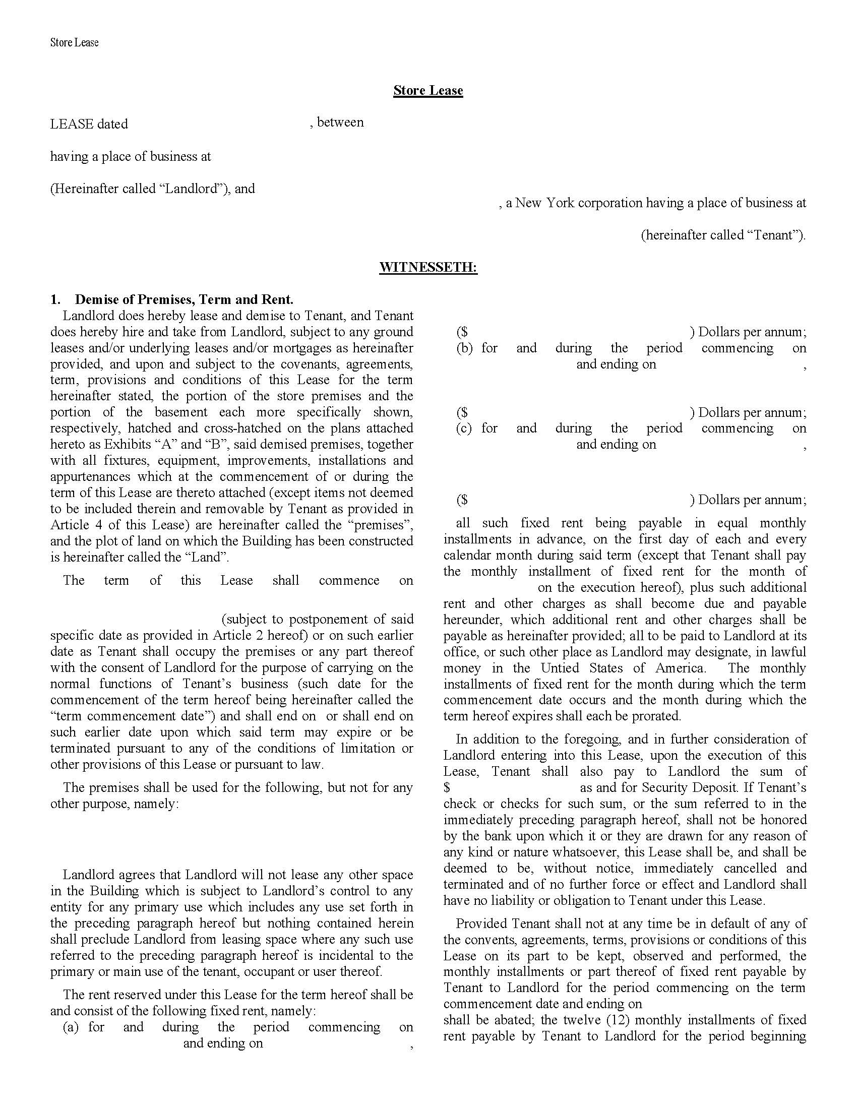 Store Lease | Pdf Fpdf Docx | New York