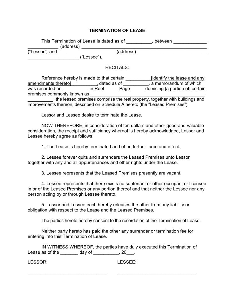 Termination Of Recorded Lease (Mutual) | Pdf Fpdf Docx | New York