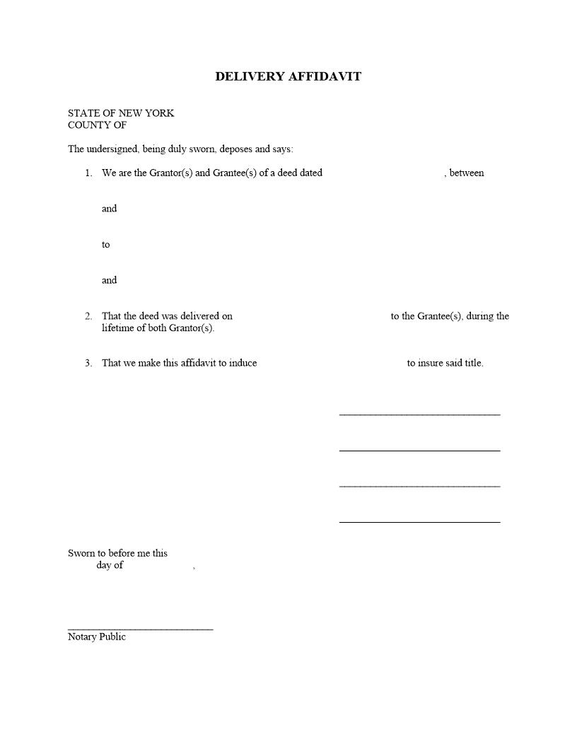 Delivery Affidavit | Pdf Fpdf Docx | New York