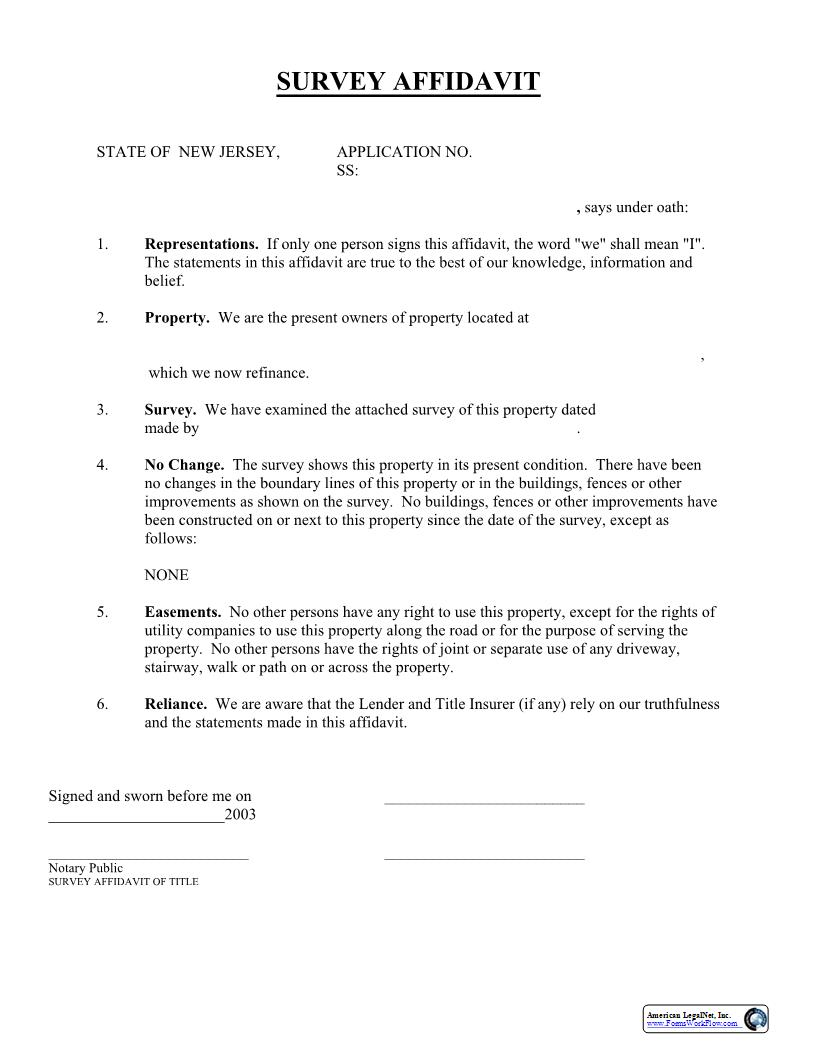 Survey Affidavit | Pdf Fpdf Docx | New York