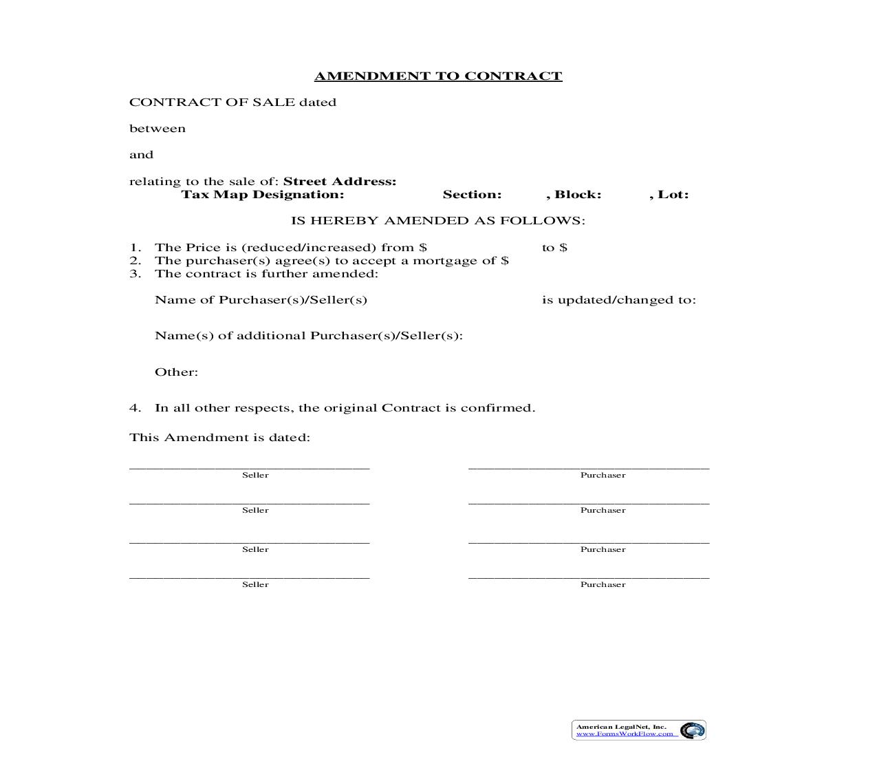 Amendment To Contract | Pdf Fpdf Doc Docx | New York