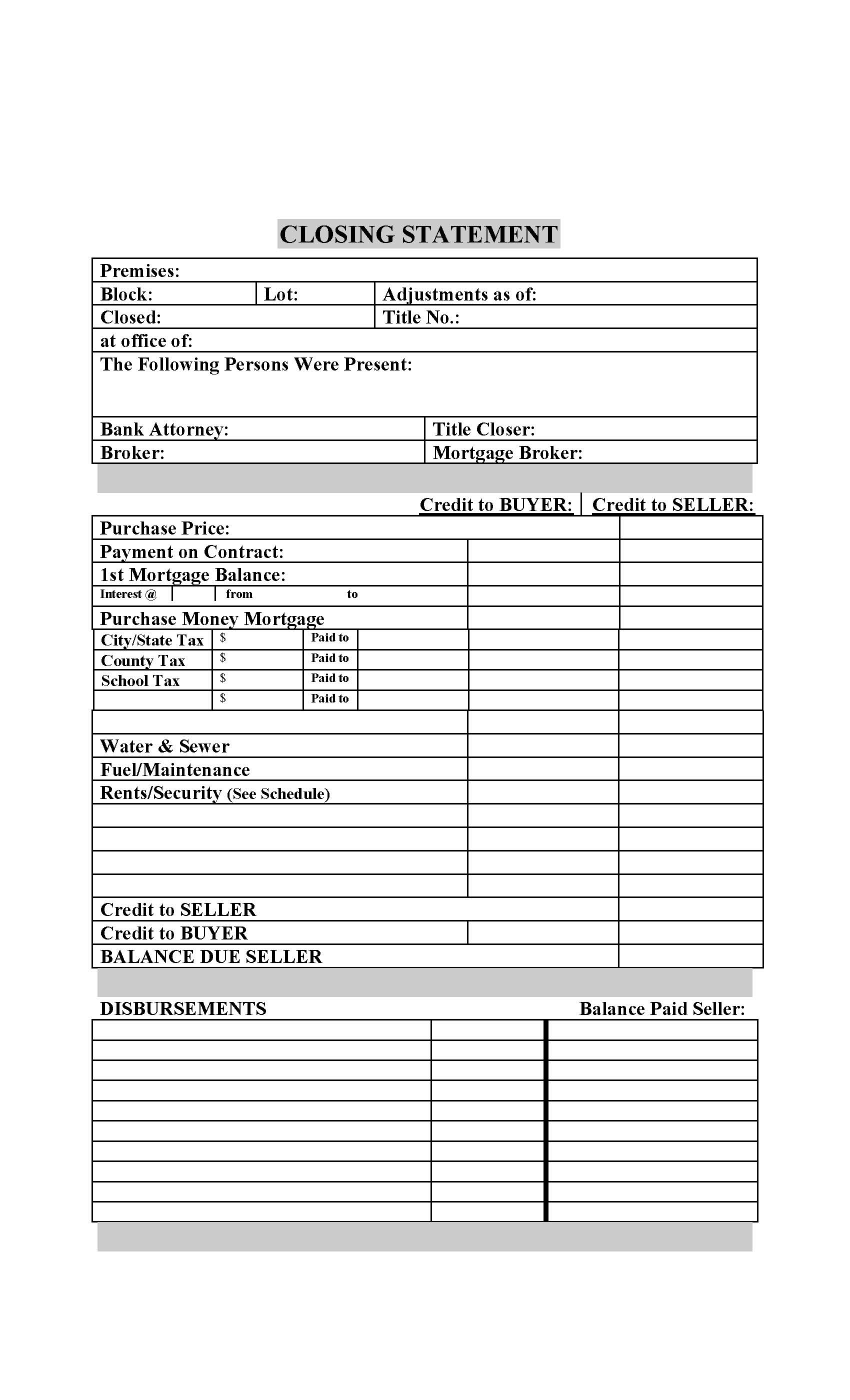 Closing Statement | Pdf Fpdf Doc Docx | New York