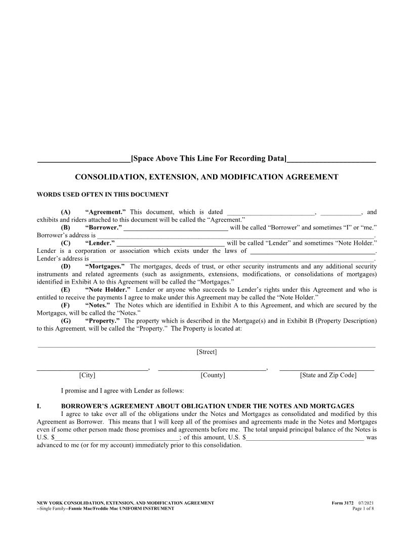 Consolidation Extension And Modification Agreement {3172} | Pdf Fpdf Docx | New York