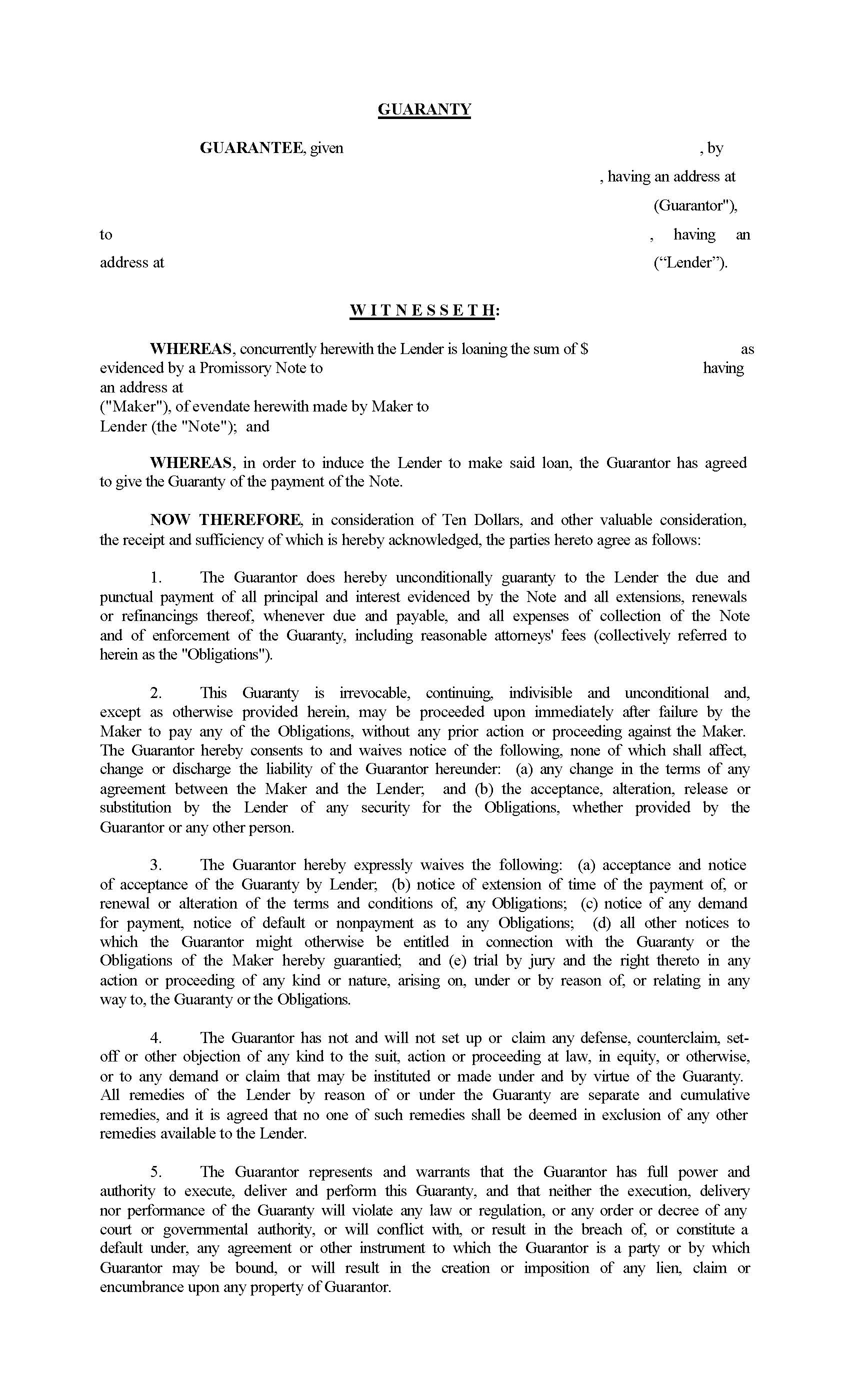 Guaranty | Pdf Fpdf Docx | New York
