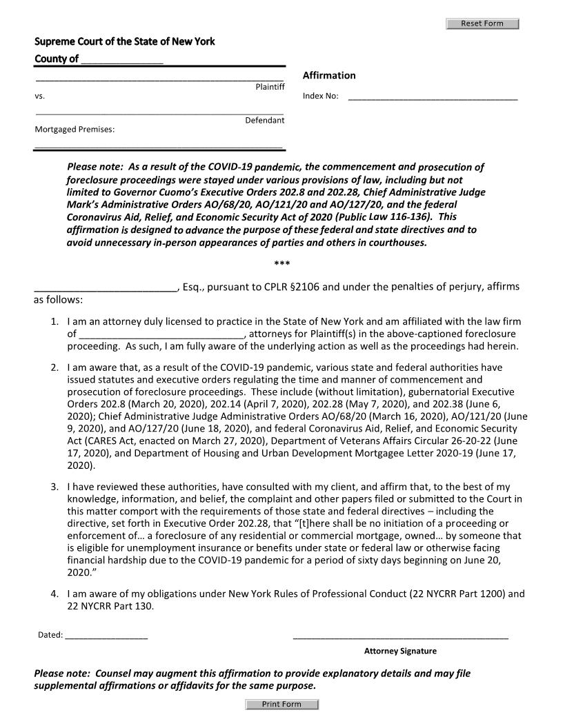 Affirmation (COVID-19) | Pdf Fpdf Docx | New York