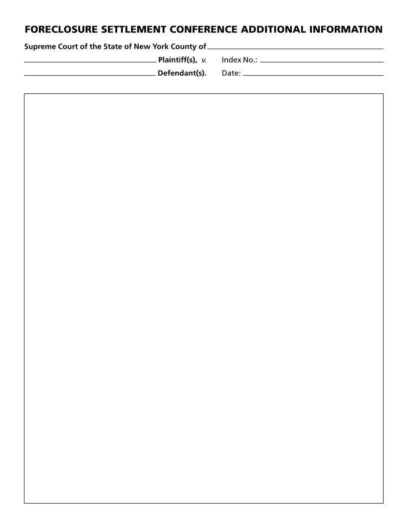 Foreclosure Settlement Conference Additional Information | Pdf Fpdf Docx | New York