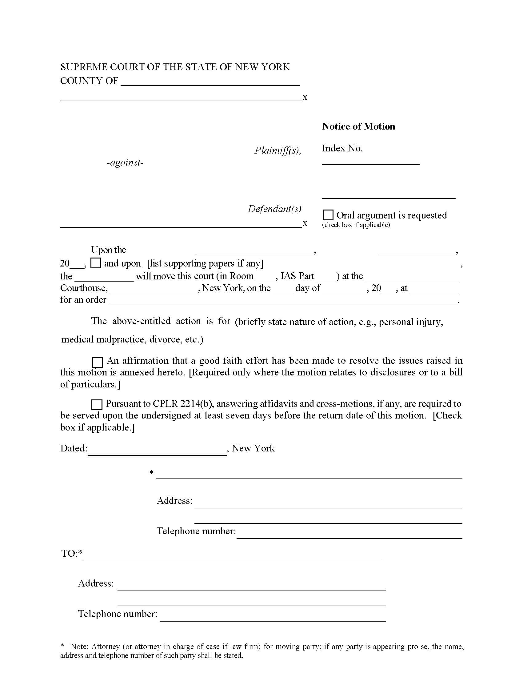 Notice Of Motion | Pdf Fpdf Doc Docx | New York