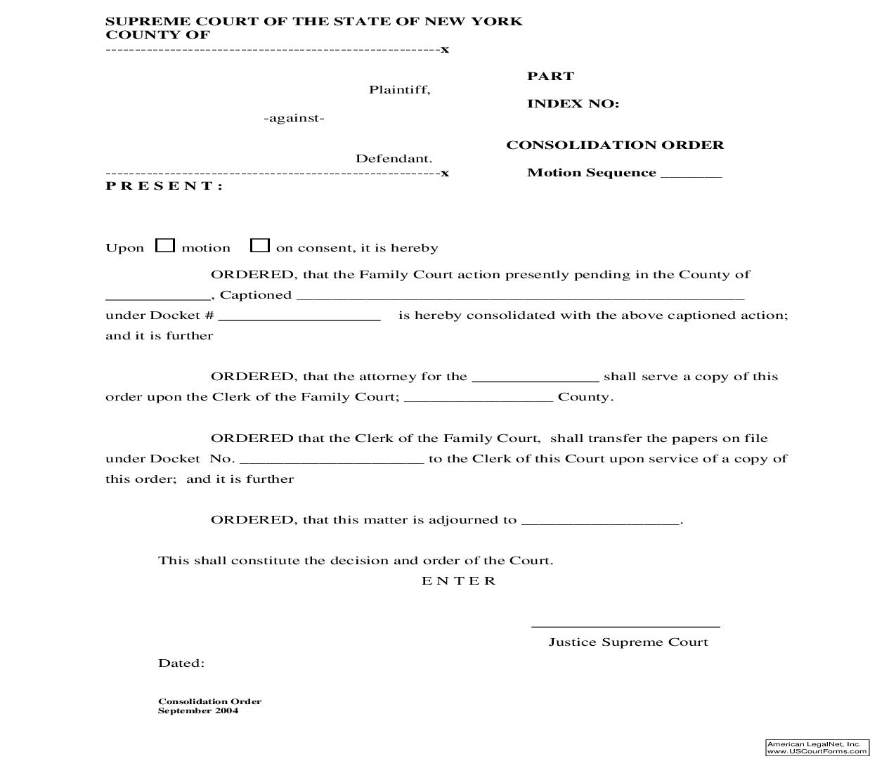 Consolidation Order | Pdf Fpdf Doc Docx | New York