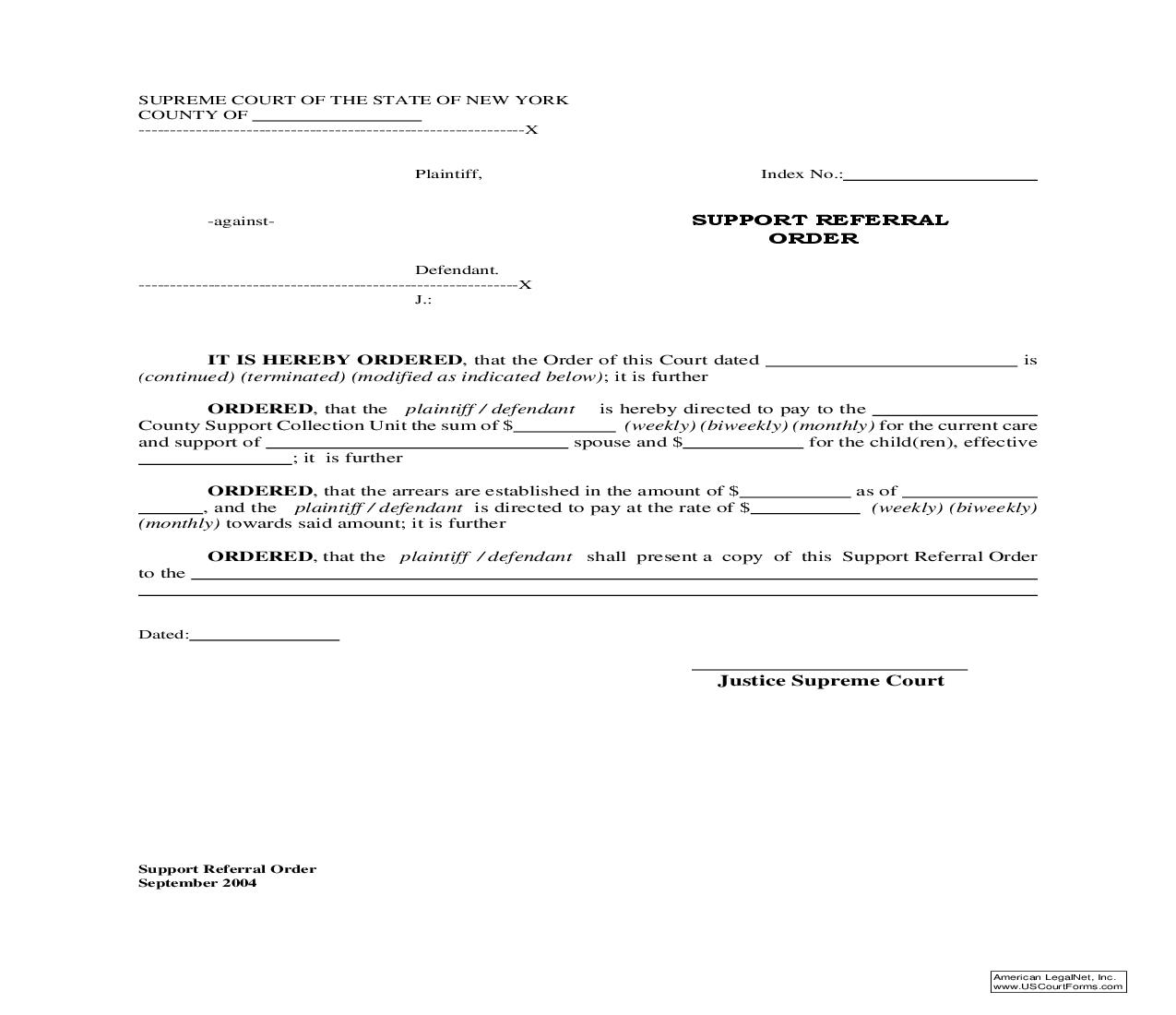 Support Referral Order | Pdf Fpdf Doc Docx | New York