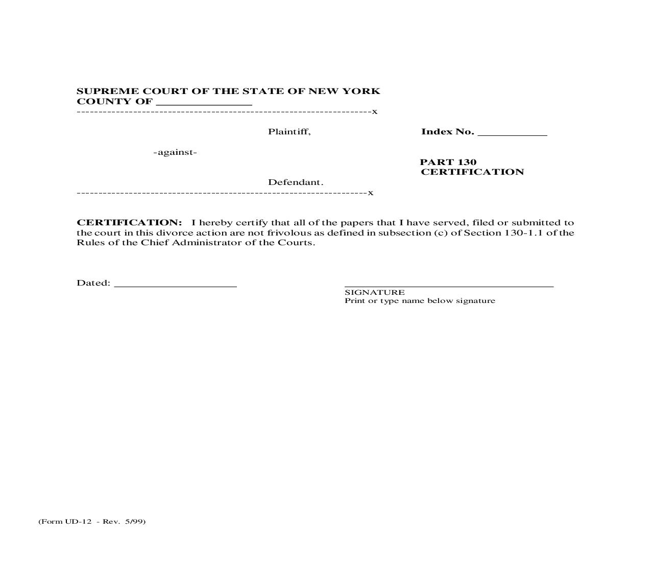 Certification {UD-12} | Pdf Fpdf Doc Docx | New York