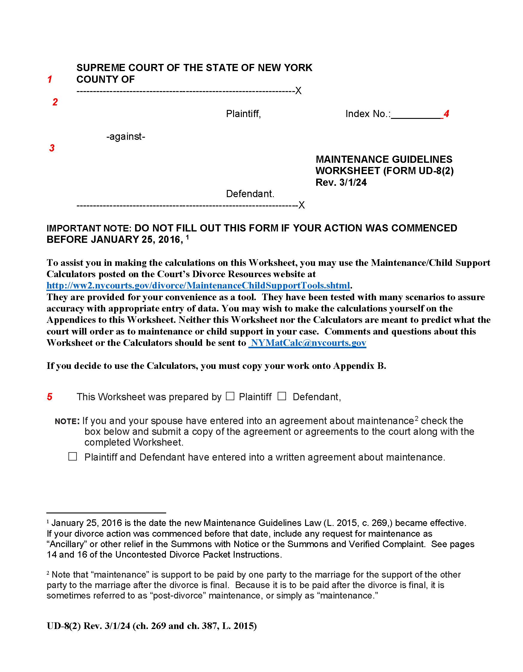 Maintenance Guidelines Worksheet. {UD-8(2)} | Pdf Fpdf Docx | New York