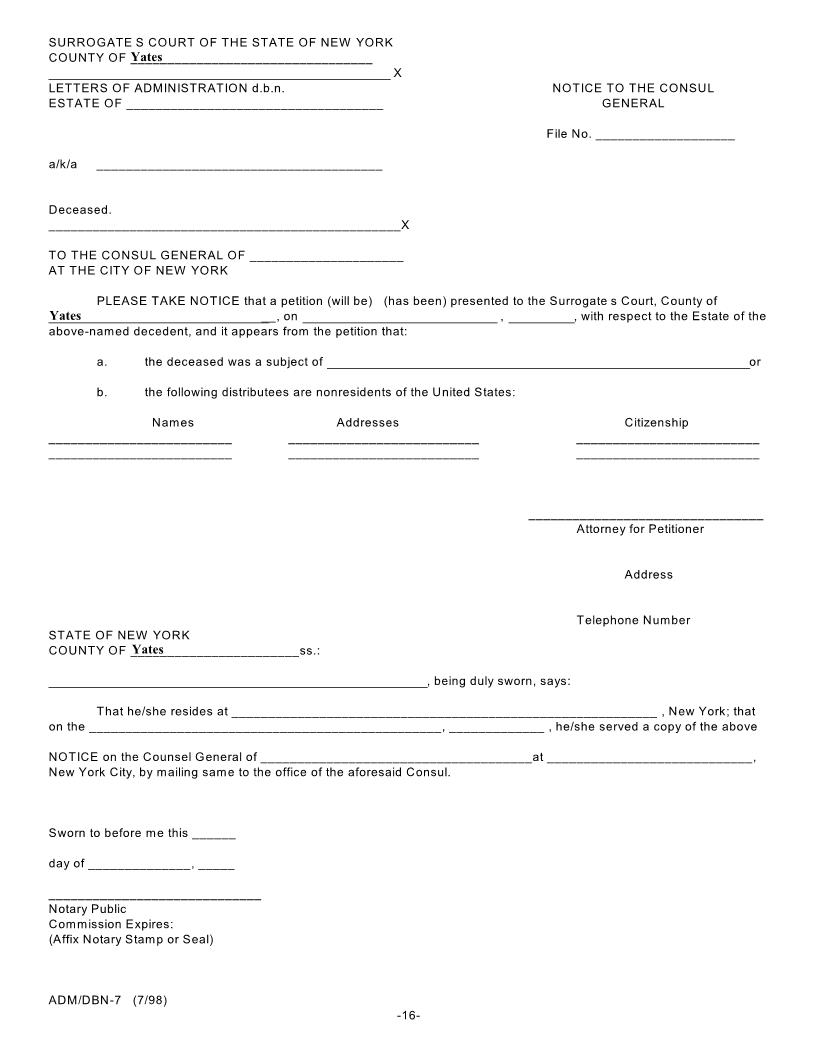 Notice To Consul General {DBN-7} | Pdf Fpdf Doc Docx | New York