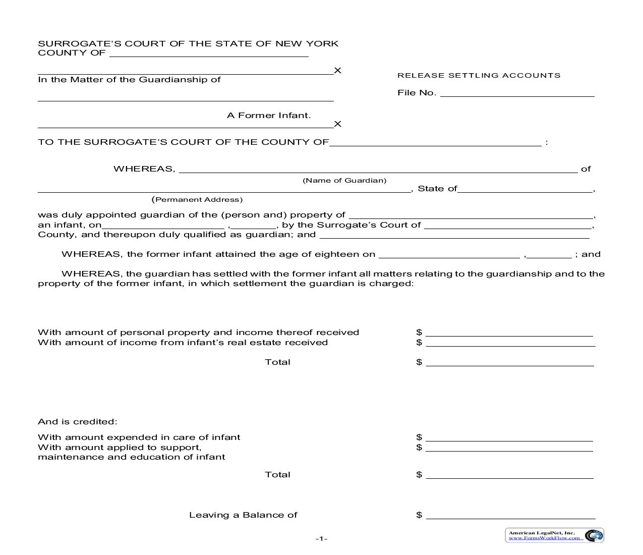 Release Settling Accounts | Pdf Fpdf Doc Docx | New York