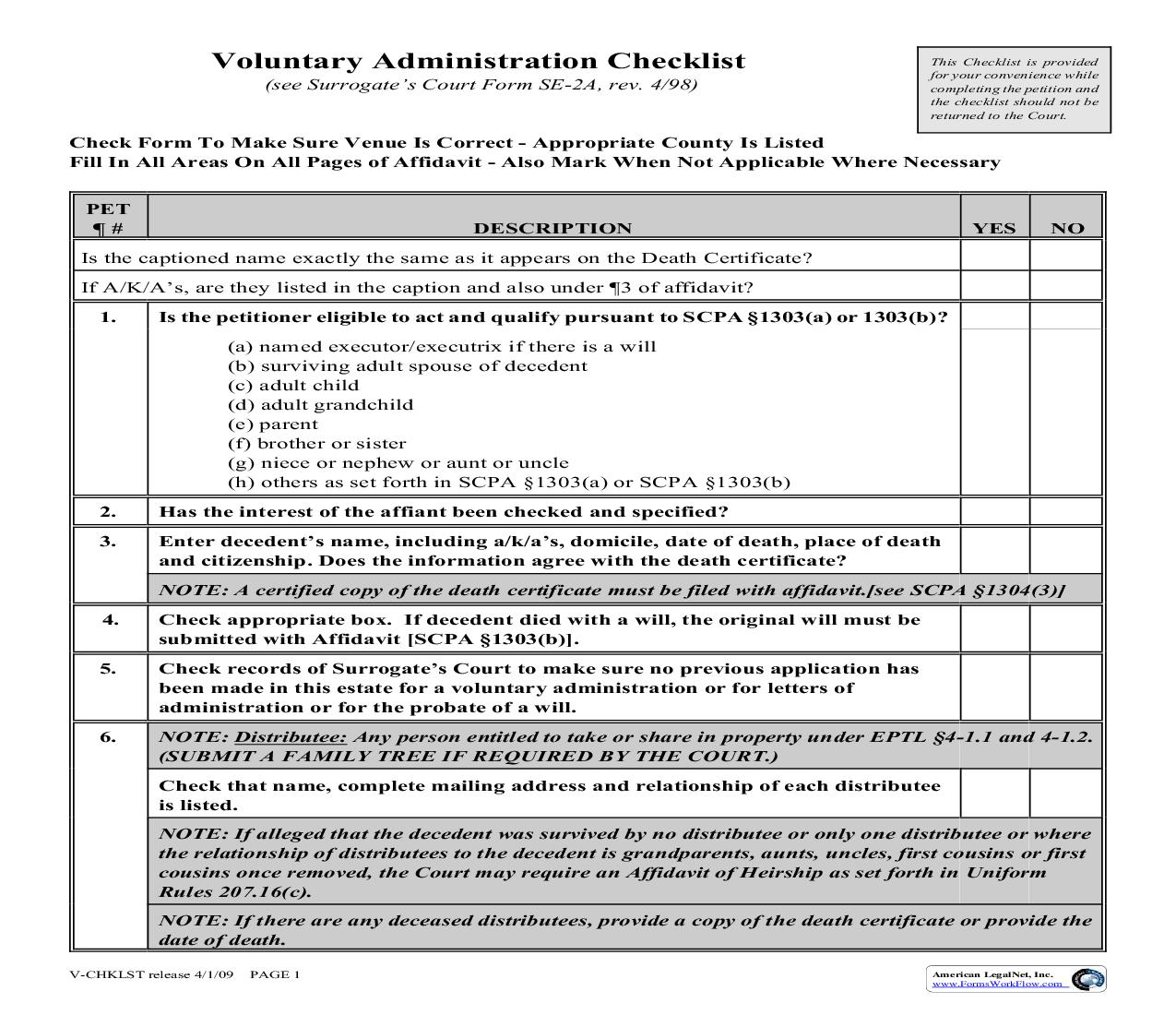 Voluntary Administration Checklist | Pdf Fpdf Doc Docx | New York