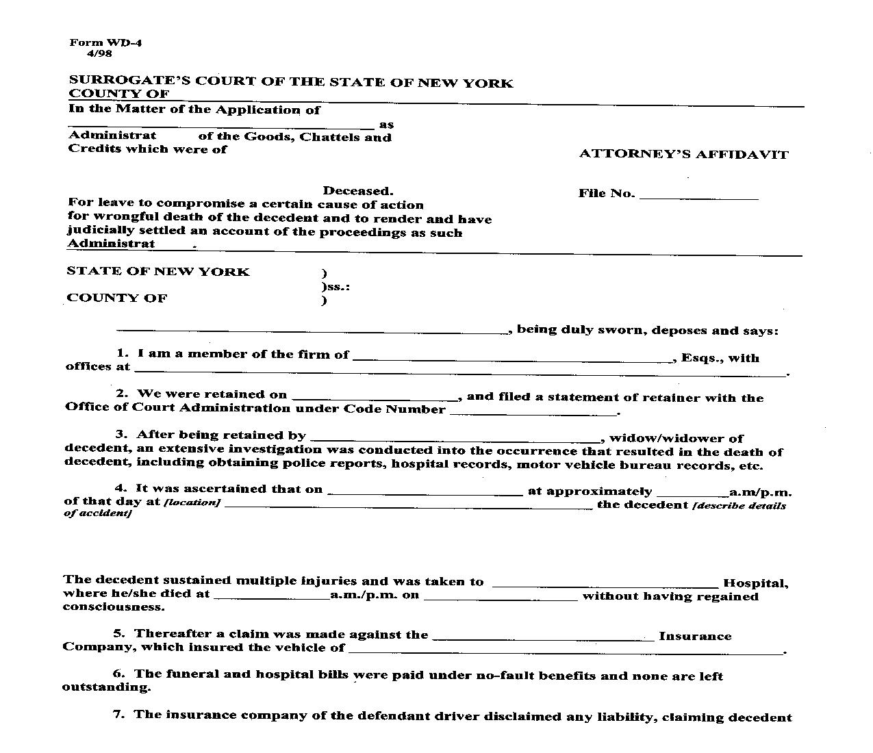 Attorneys Affidavit {WD-4} | Pdf Fpdf Doc Docx | New York