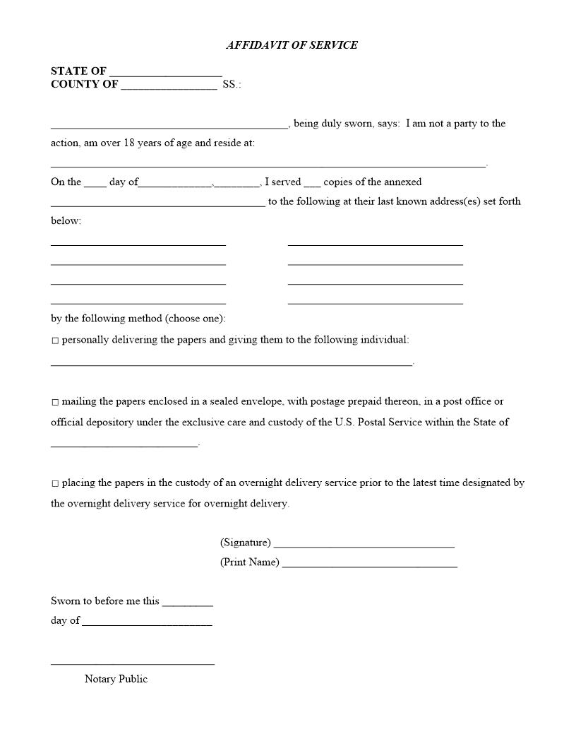 Affidavit Of Service (Court Of Appeals) | Pdf Fpdf Docx | New York