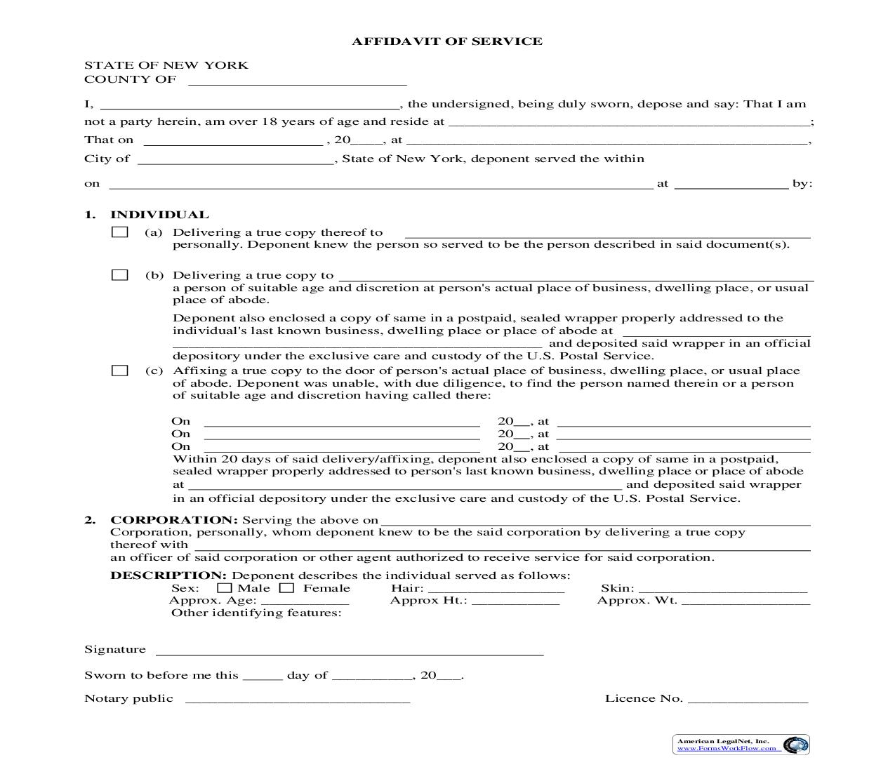 Affidavit Of Service (Subpoena-Subpoena Duces Tecum) | Pdf Fpdf Doc Docx | New York