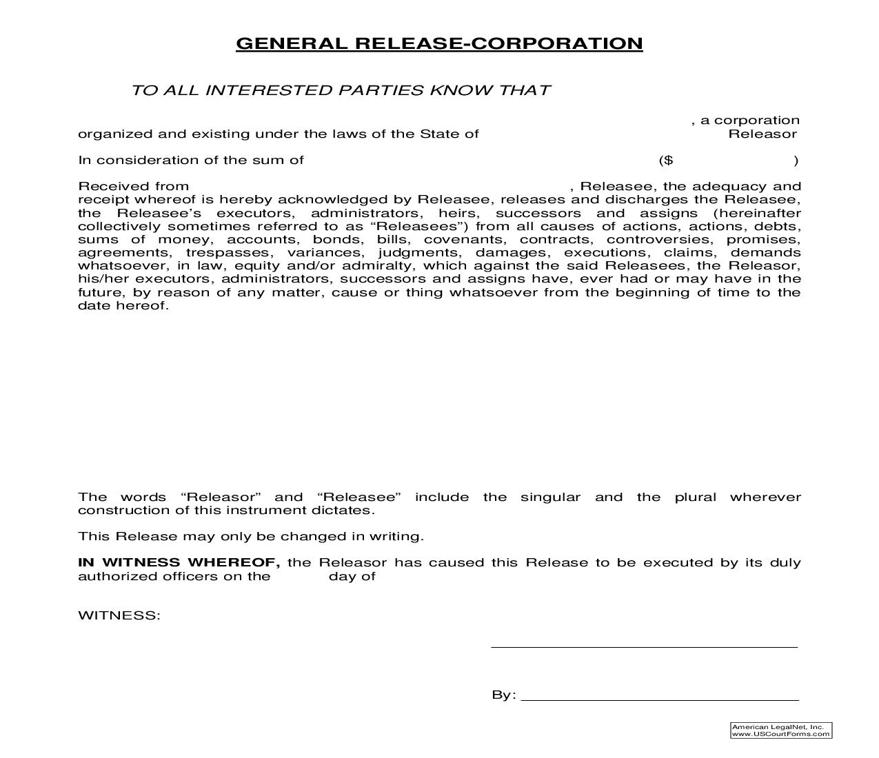 General Release - Corporation | Pdf Fpdf Doc Docx | New York