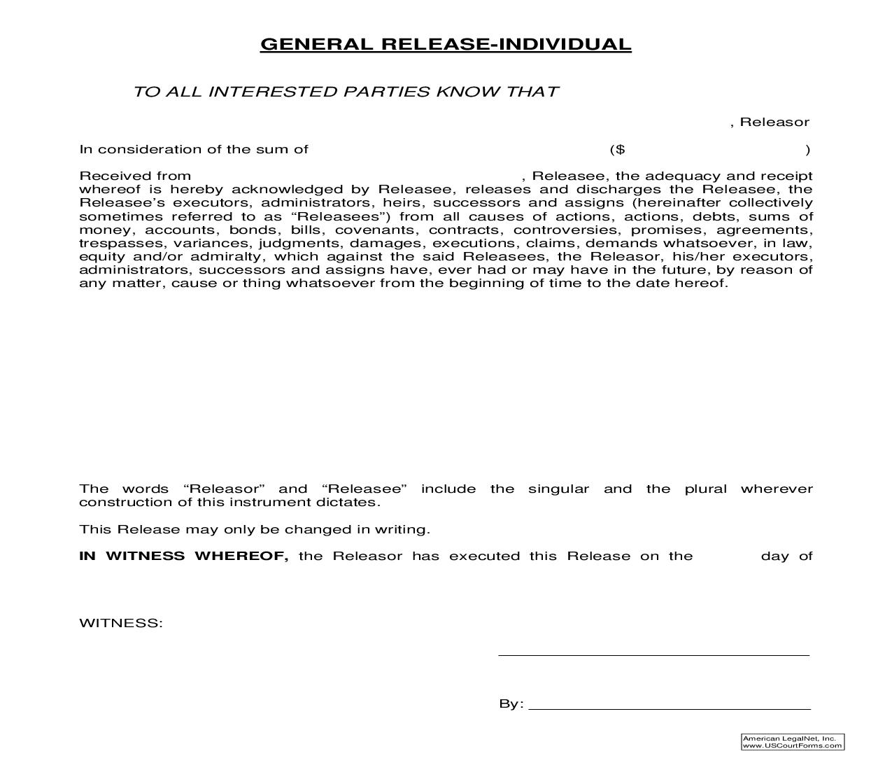 General Release-Individual | Pdf Fpdf Doc Docx | New York