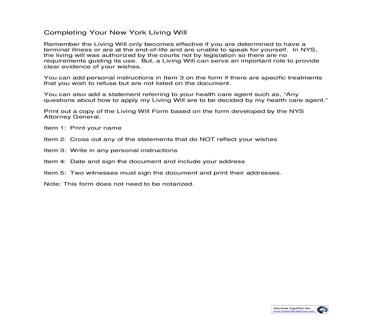 New York Living Will | Pdf Fpdf Doc Docx | New York