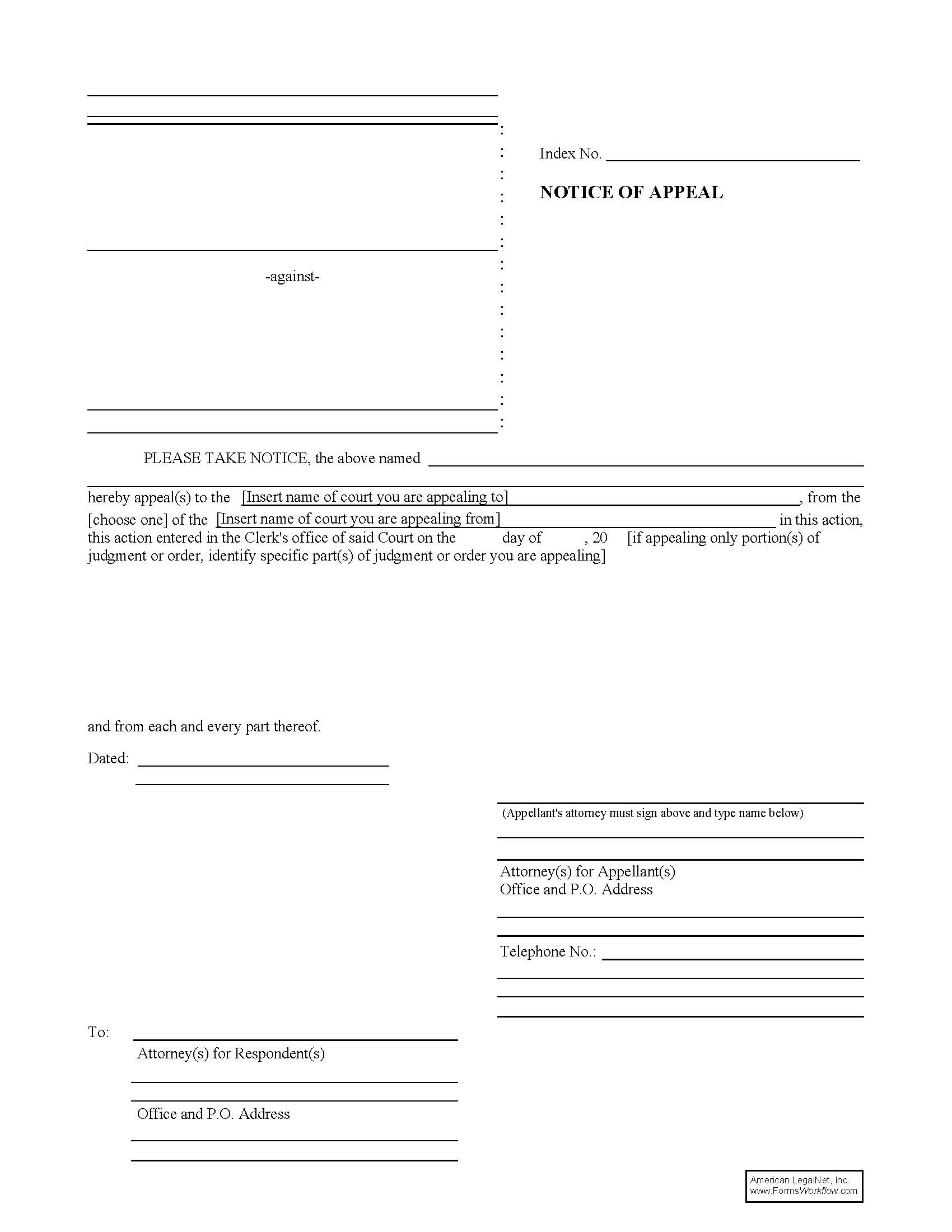 Notice Of Appeal | Pdf Fpdf Doc Docx | New York