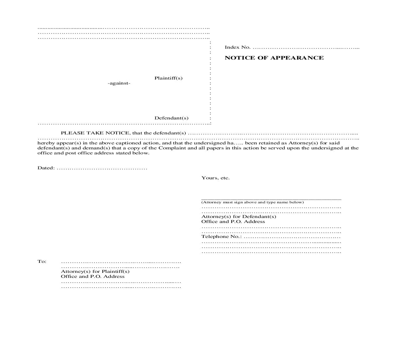 Notice Of Appearance | Pdf Fpdf Doc Docx | New York