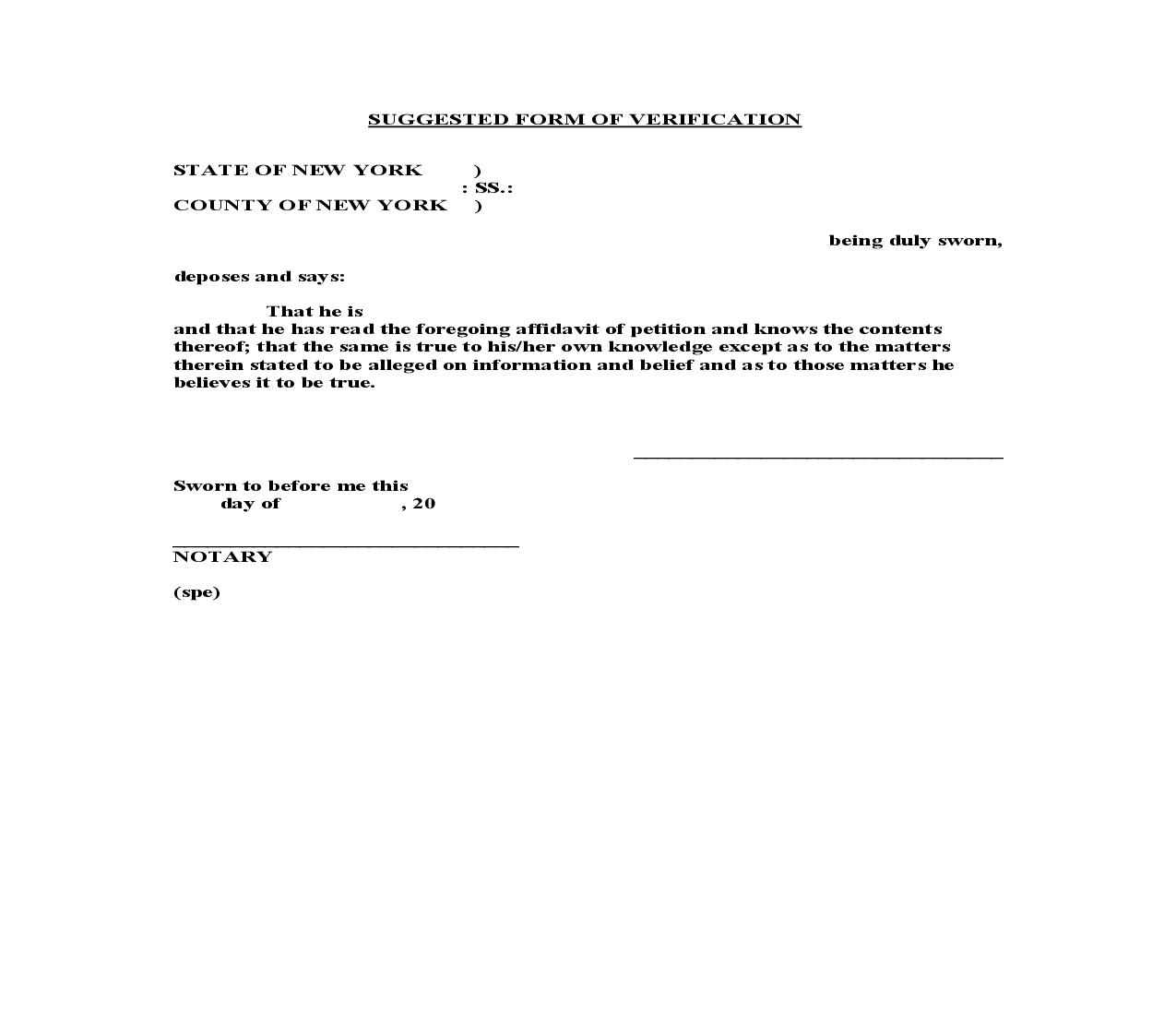 Suggested Form Of Verification | Pdf Fpdf Doc Docx | New York