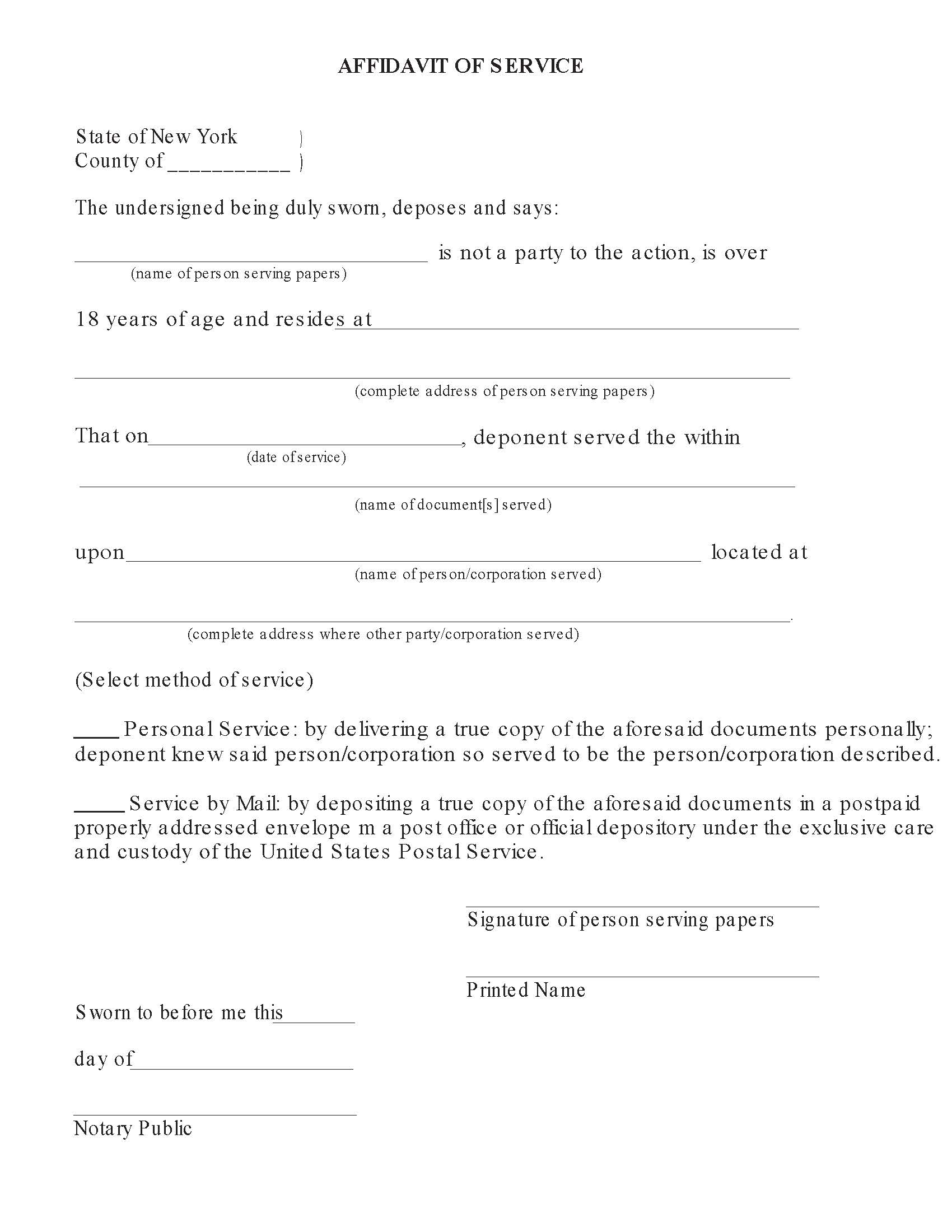 Affidavit Of Service | Pdf Fpdf Docx | New York