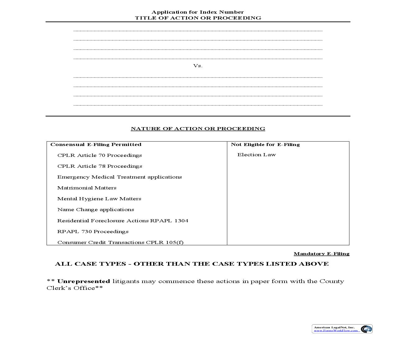 Application For Index Number (Broome) | Pdf Fpdf Doc Docx | New York