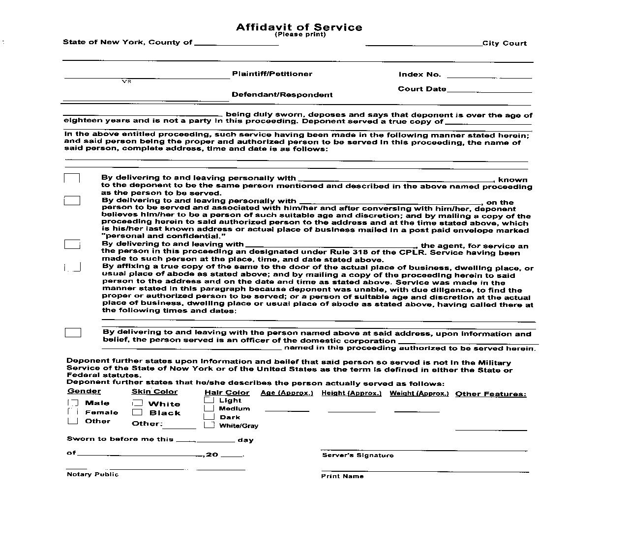 Affidavit Of Service | Pdf Fpdf Doc Docx | New York