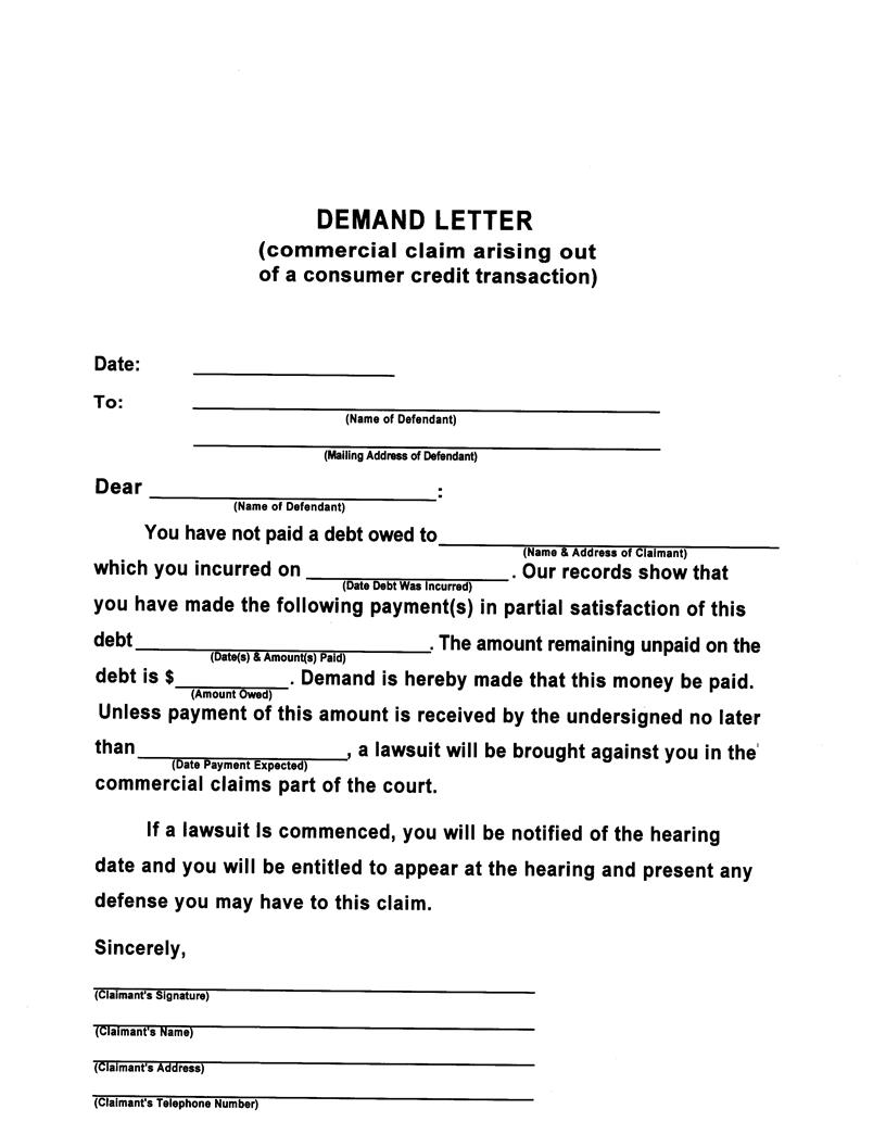 Demand Letter (Commercial Claim Arising Out Of Consumer Credit Transaction) | Pdf Fpdf Docx | New York