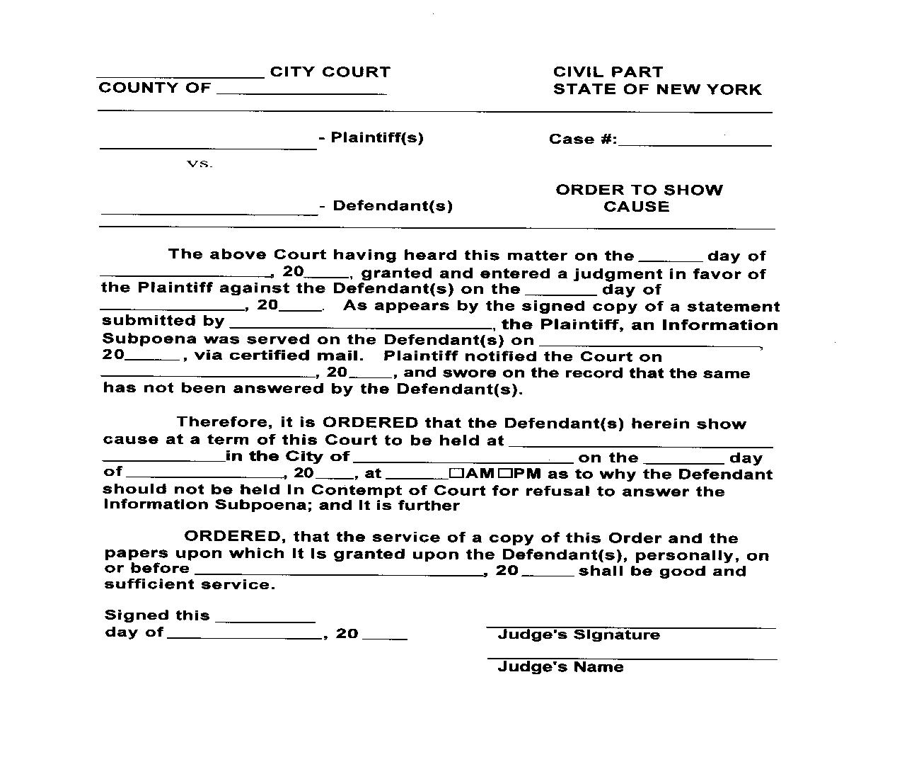 Order To Show Cause (Civil Part) | Pdf Fpdf Doc Docx | New York