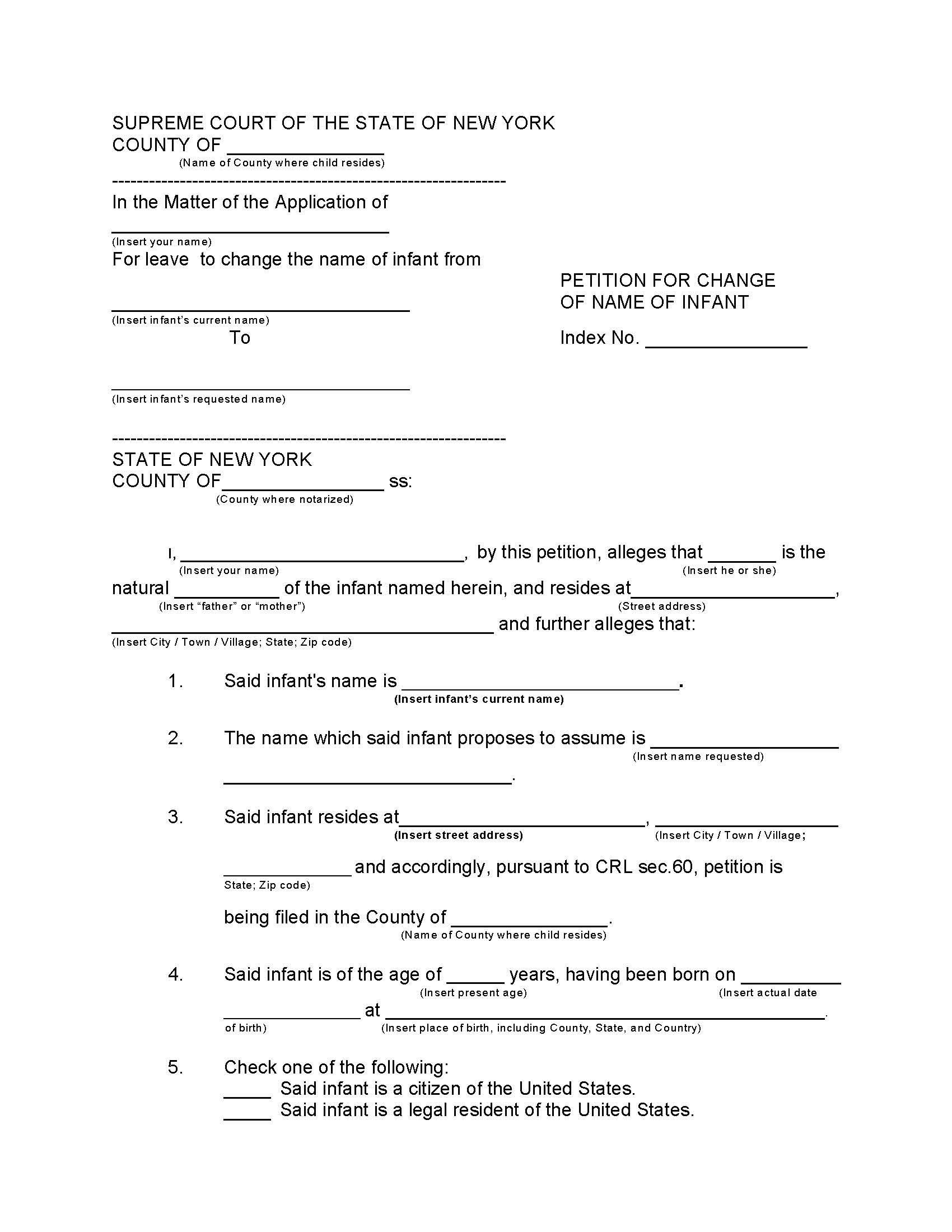 Petition For Change Of Name Of Infant Affidavit Of Mailing Notice | Pdf Fpdf Docx | New York