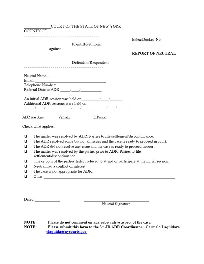 Report Of Neutral {3JD RoN} | Pdf Fpdf Docx | New York