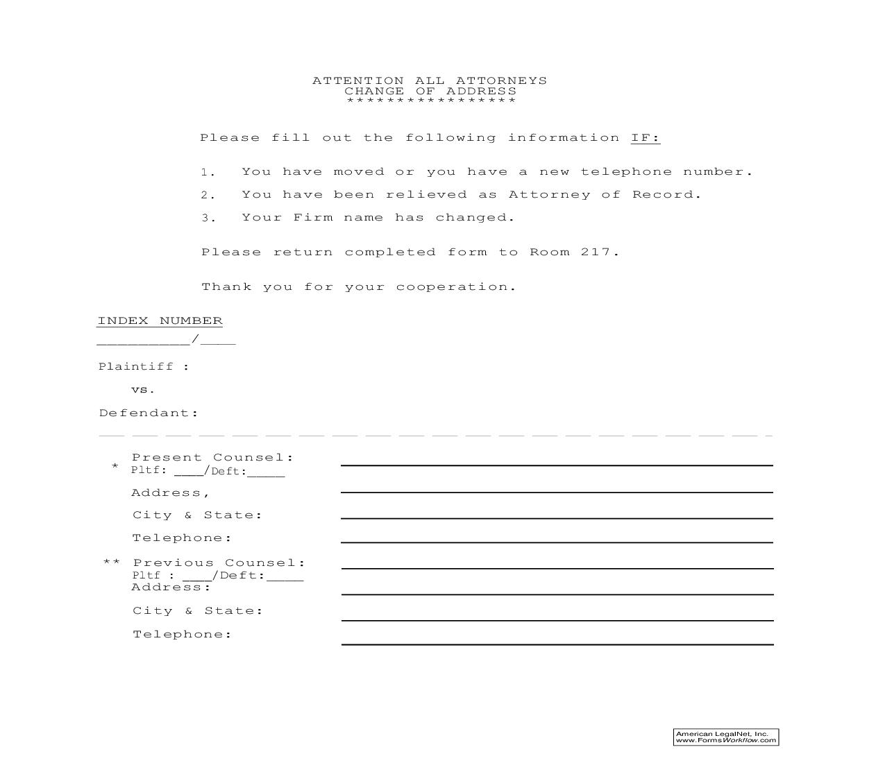 Attorney Change Of Address | Pdf Fpdf Doc Docx | New York