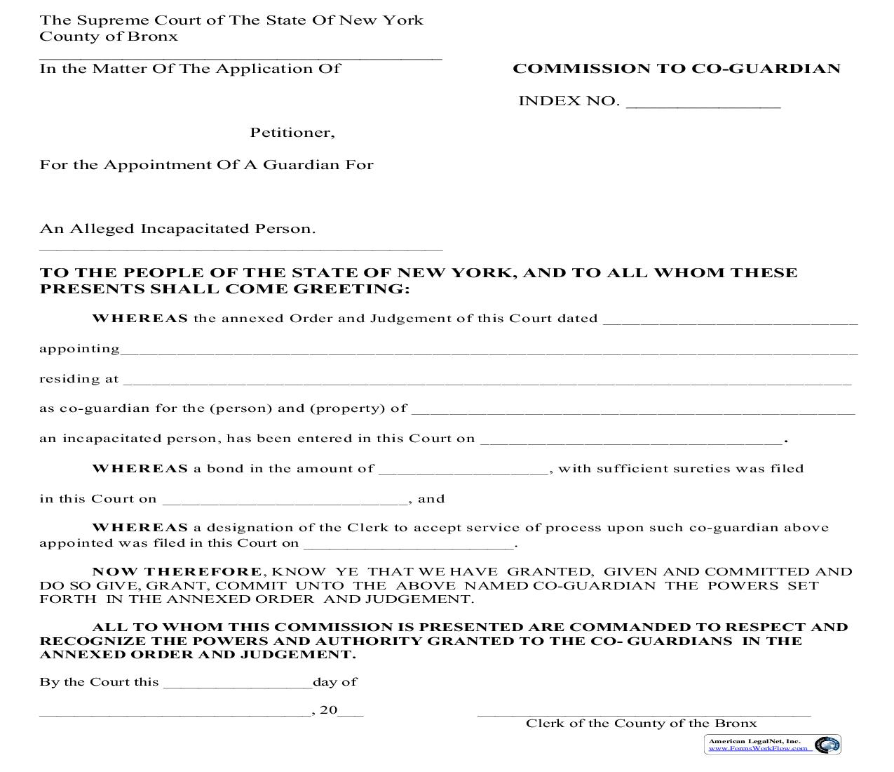 Commission To Co-Guardian | Pdf Fpdf Docx | New York