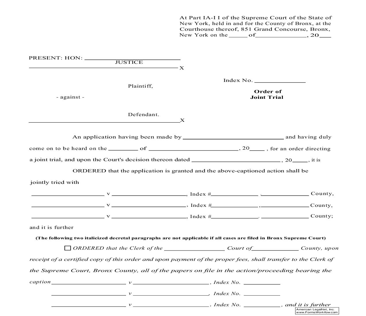 Order Of Joint Trial | Pdf Fpdf Doc Docx | New York