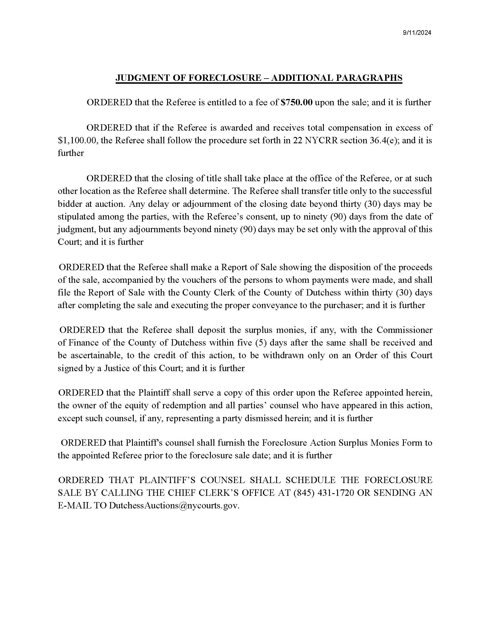 Judgment Of Foreclosure - Additional Paragraphs (Judge Acker) | Pdf Fpdf Docx | New York