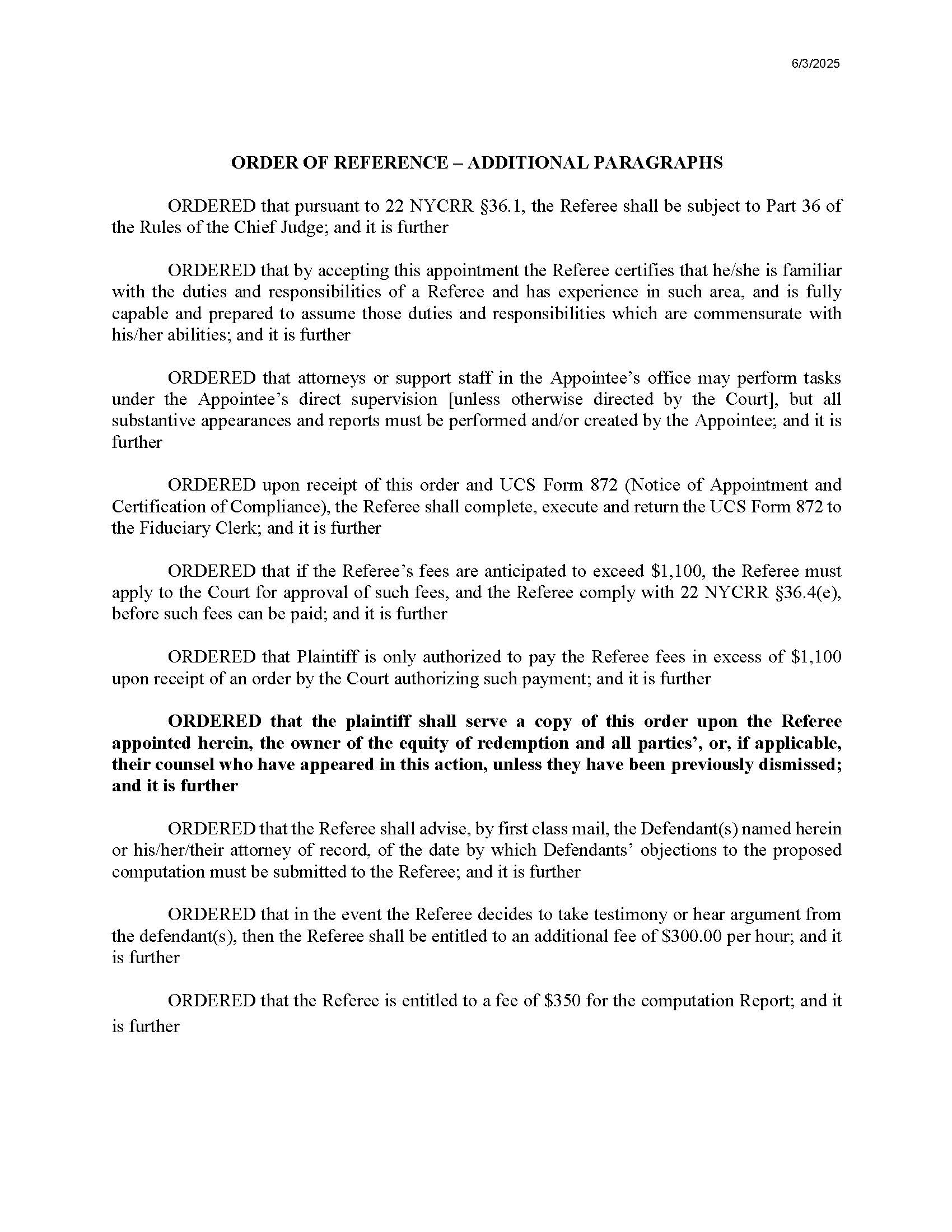 Order Of Reference - Additional Paragraphs (Judge Acker) | Pdf Fpdf Docx | New York