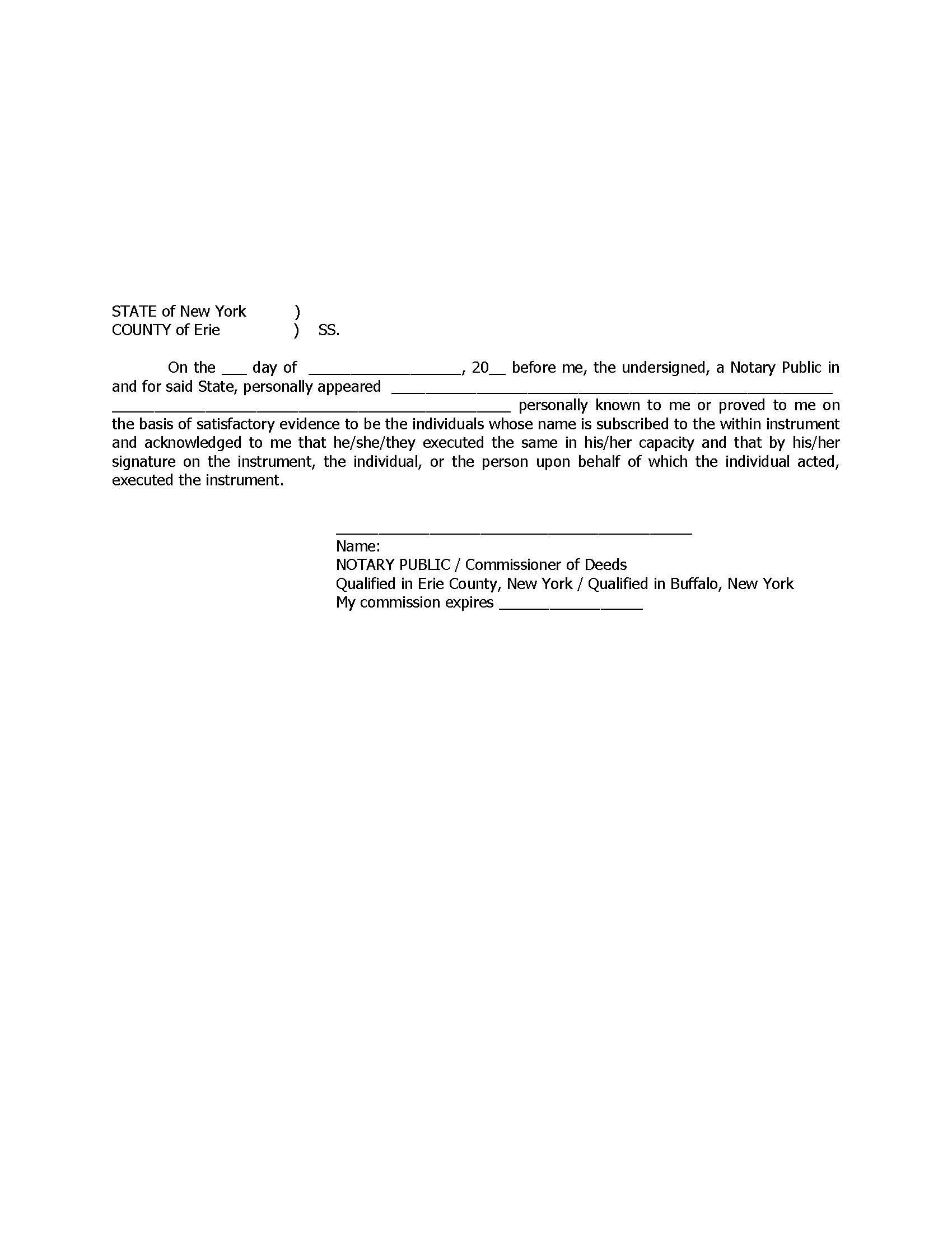 Uniform Acknowledgment {Eri UA} | Pdf Fpdf Docx | New York