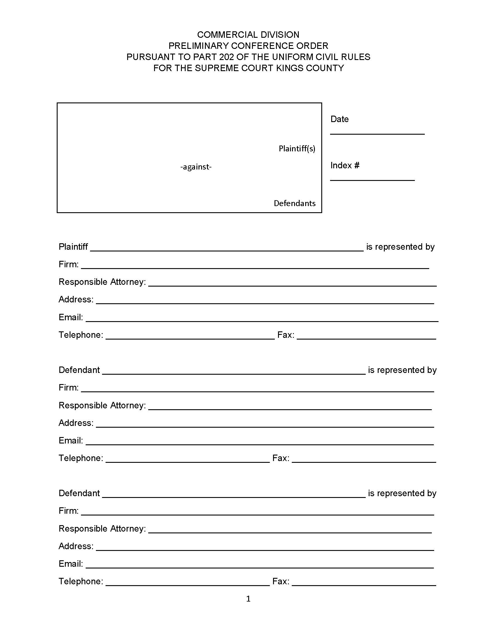 Preliminary Conference Order | Pdf Fpdf Doc Docx | New York
