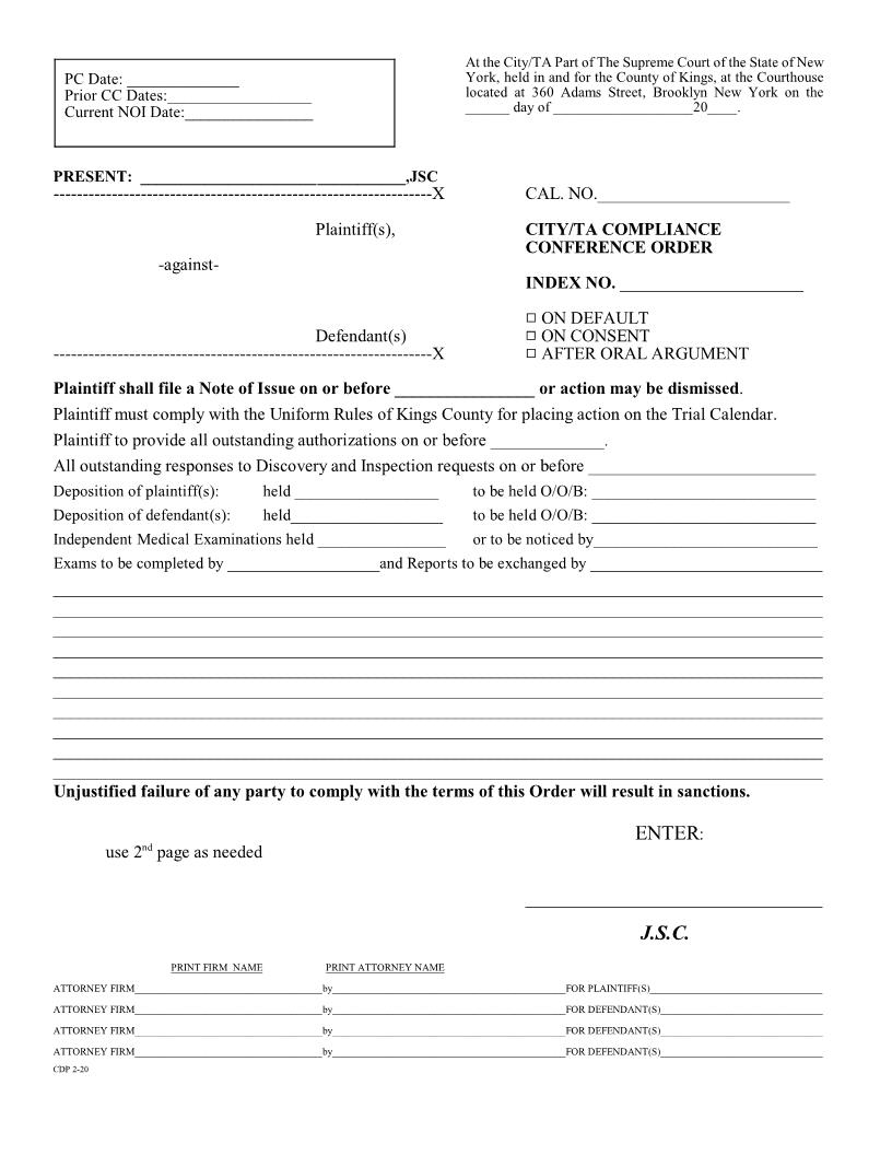 City-TA Compliance Conference Order | Pdf Fpdf Docx | New York