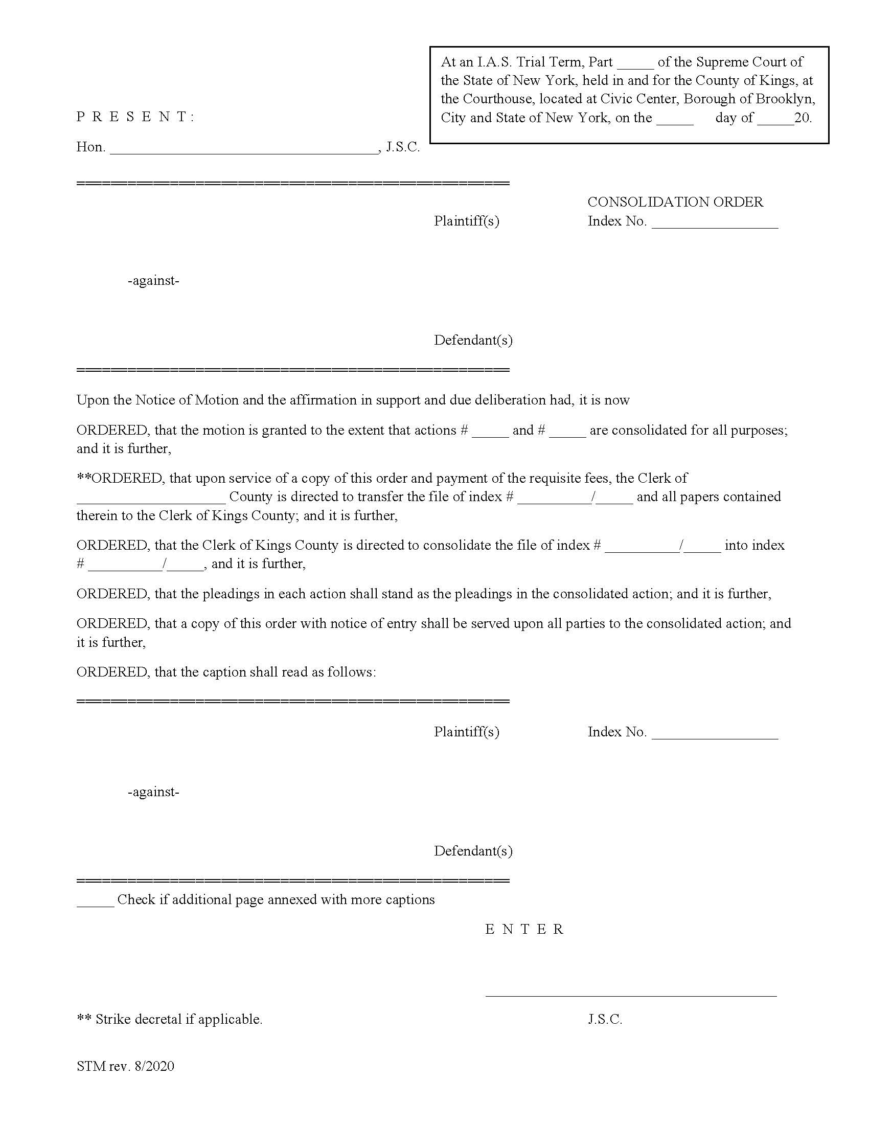 Consolidation Order | Pdf Fpdf Docx | New York